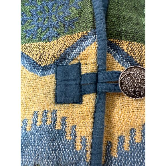 VTG Flashback Art to Wear Tapestry Jacket Purple Blue Snowflake Winter Stars Med - Picture 11 of 13